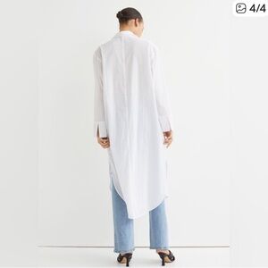 H&M White Longline Shacket Small Coastal Grandma Quiet Luxury Layering Style